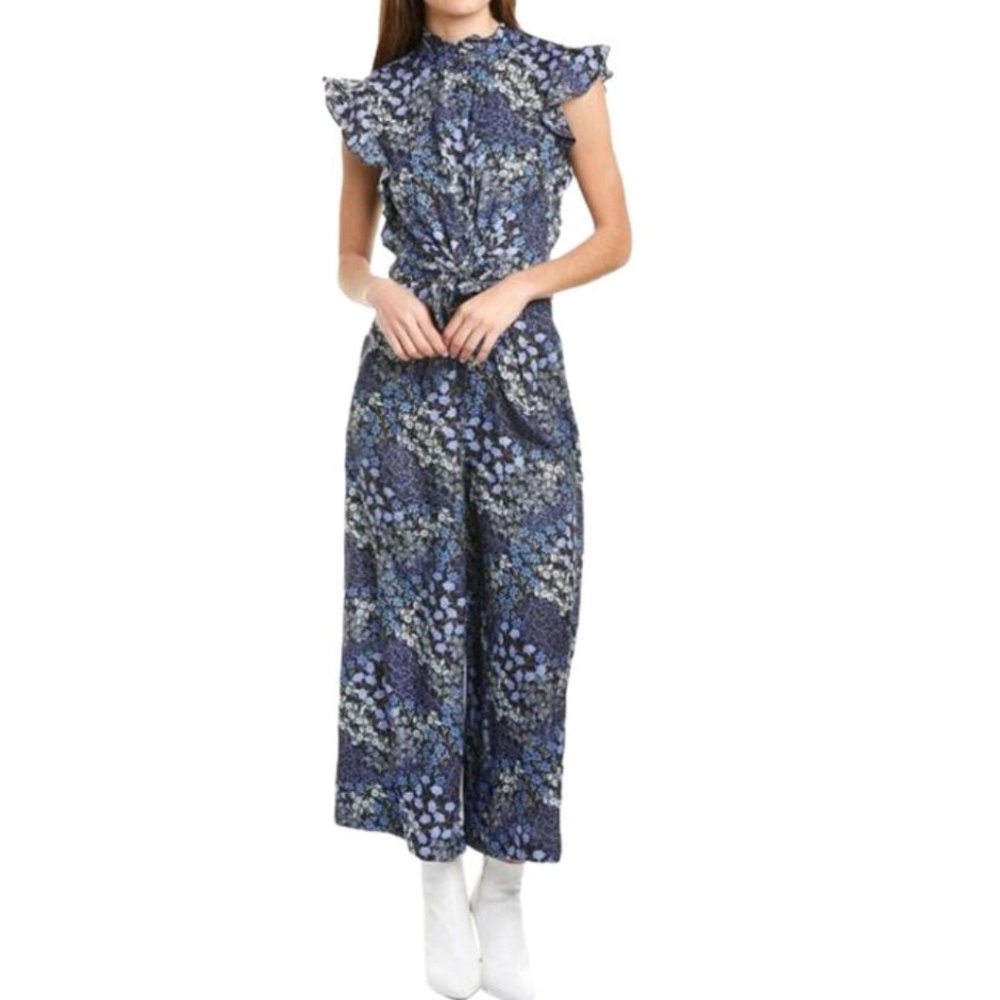Rebecca Taylor Blue Floral Romper Jumpsuit